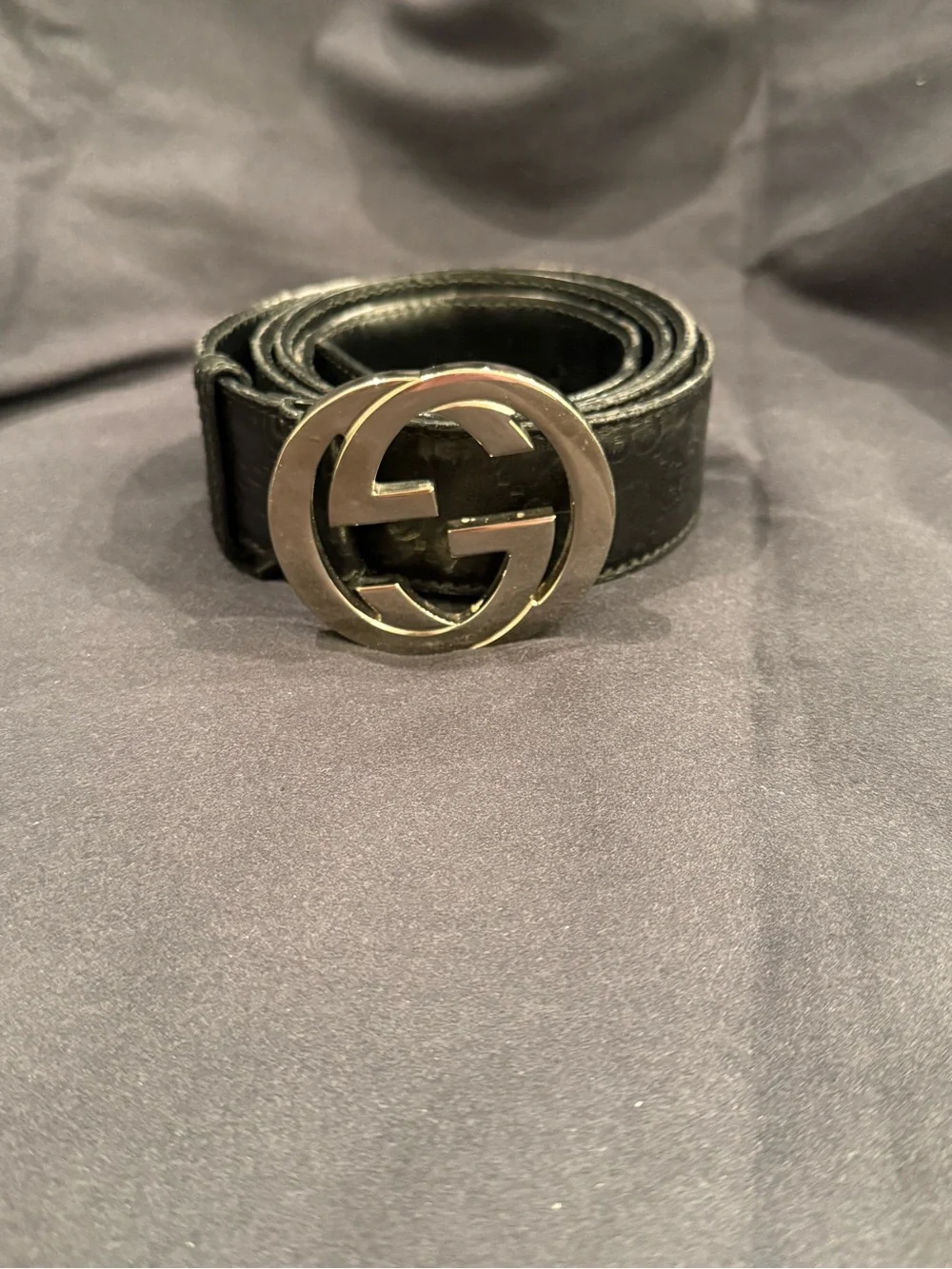 Gucci Black Leather Men's Belt with Silver Double G Buckle